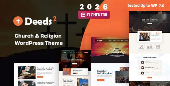Deeds2 - 2026 Church WordPress Theme with Sermons, Prayers & Events