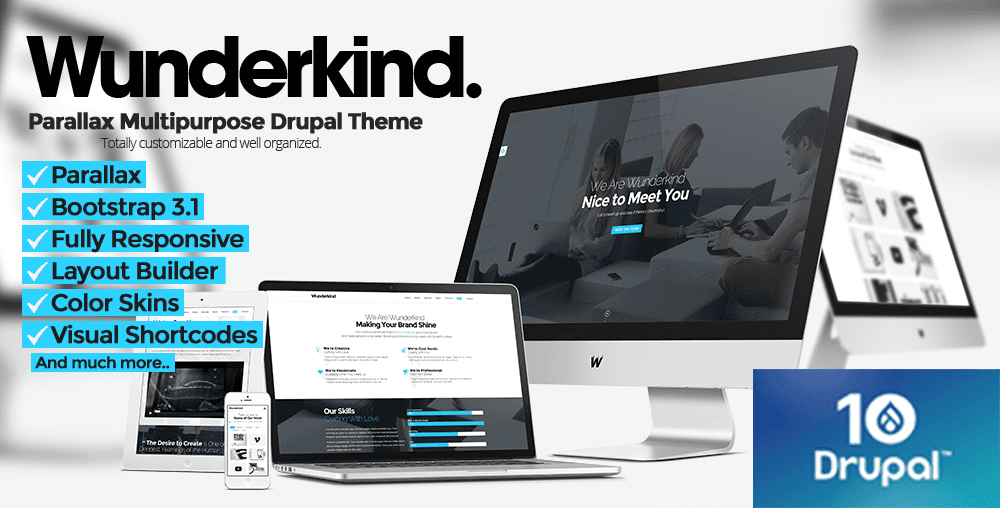 Wunderkind - One Page Parallax Drupal 7 & 10 Theme