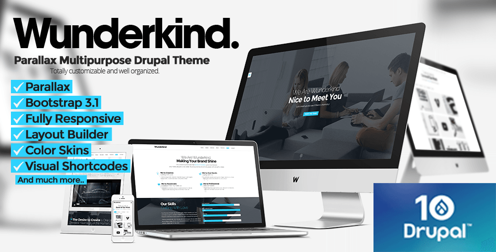 Wunderkind - One Page Parallax Drupal 7 & 10 Theme